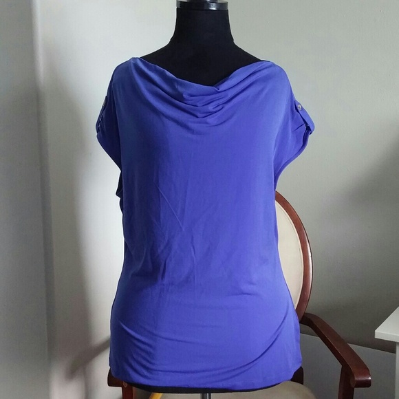 Clearout! Cobalt Cowl-Neck Blouse - Picture 2 of 5